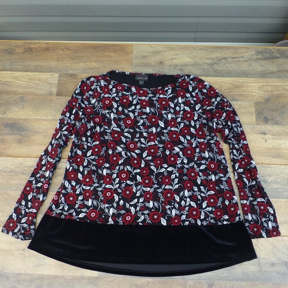 J. Jill Wearever Collection black red floral Sz S - Picture 1 of 7